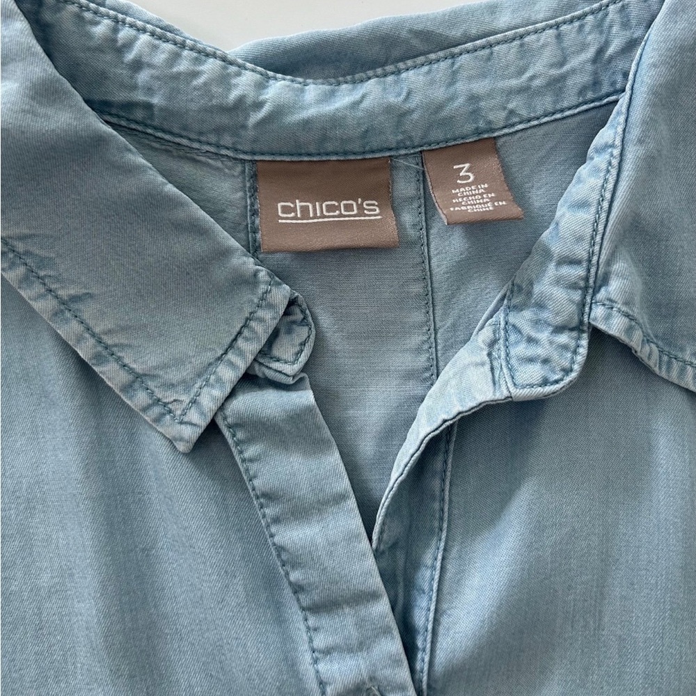 Chico’s Sleeveless Button Down Jean Shirt Top Size 3 XL